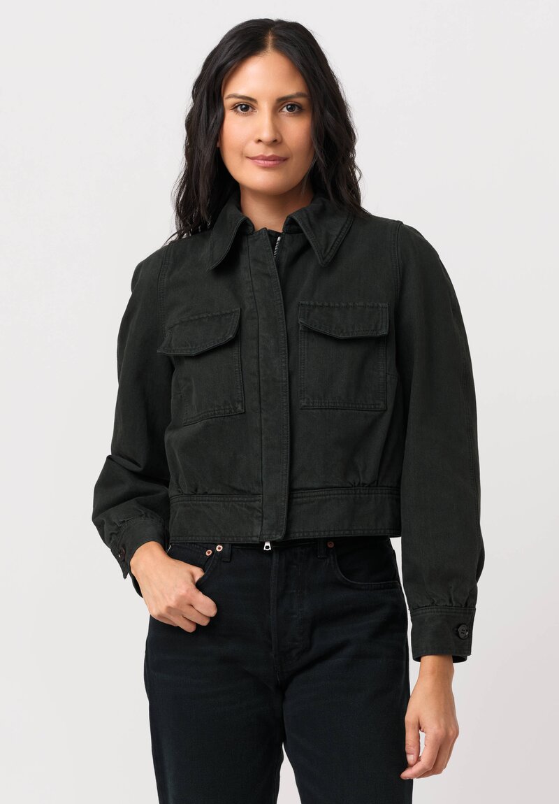 Dries Van Noten Cotton Denim Vistam Jacket in Dark Ivy Green