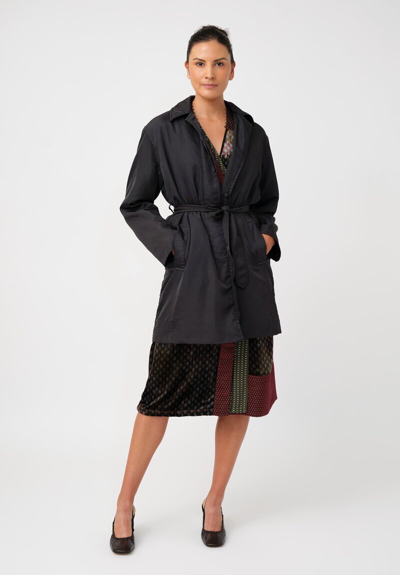 Dries Van Noten Velvet Patterned Dematia Wrap Dress in Khaki Green & Mahogany
