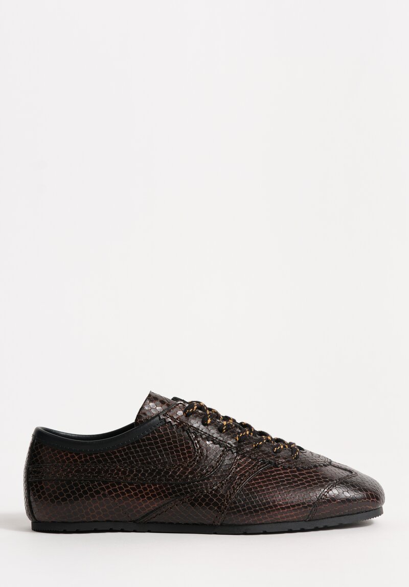 Dries Van Noten Calf Leather Snakeskin-Effect Sneakers