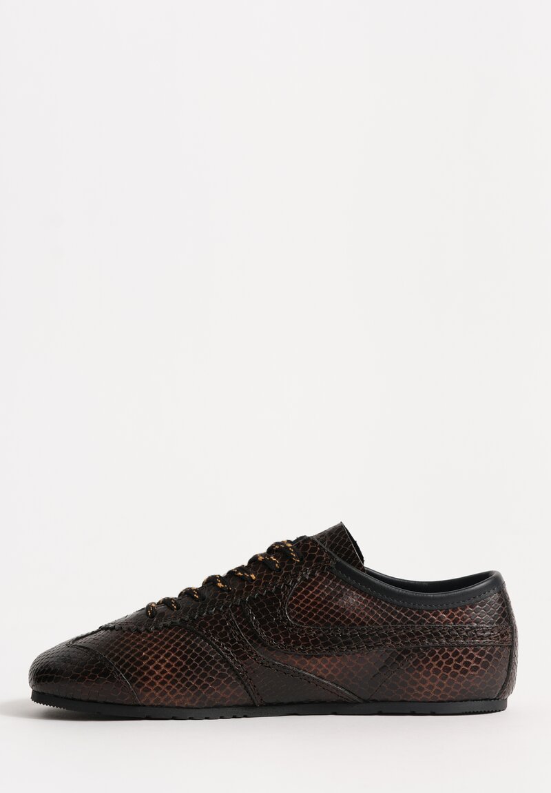 Dries Van Noten Calf Leather Snakeskin-Effect Sneakers