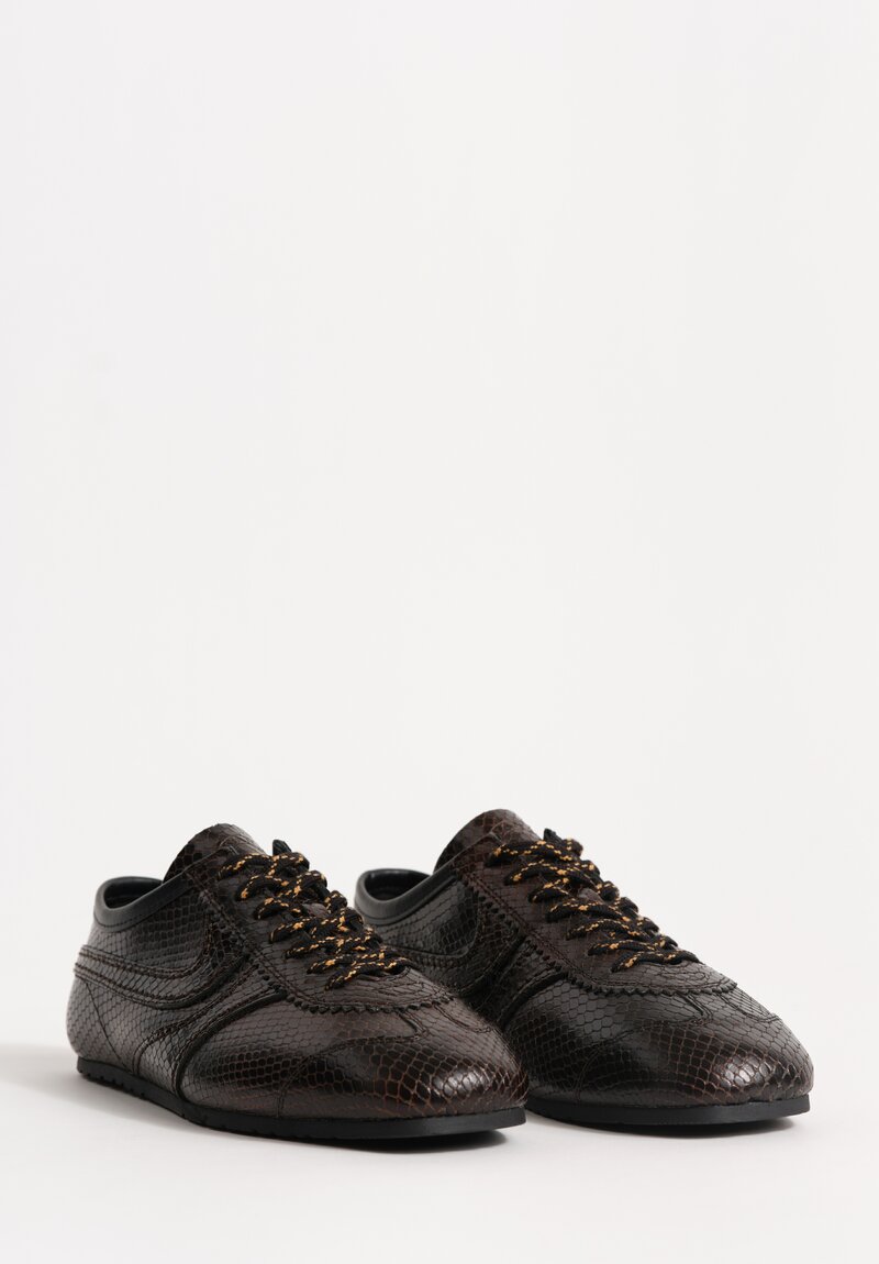 Dries Van Noten Calf Leather Snakeskin-Effect Sneakers
