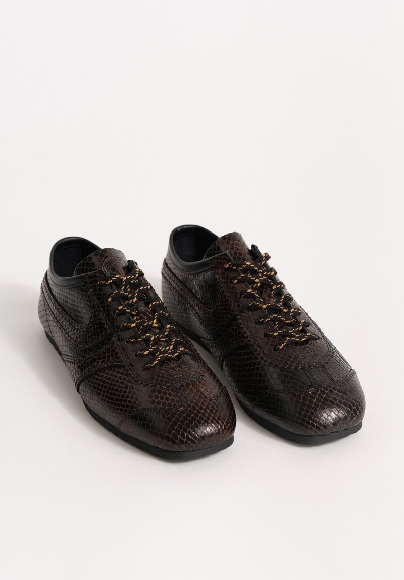 Dries Van Noten Calf Leather Snakeskin-Effect Sneakers