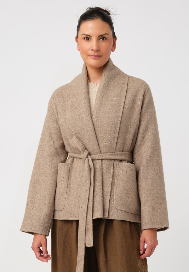 Uma Wang Cashmere Silk Shawl Collar Kobina Wrap Jacket