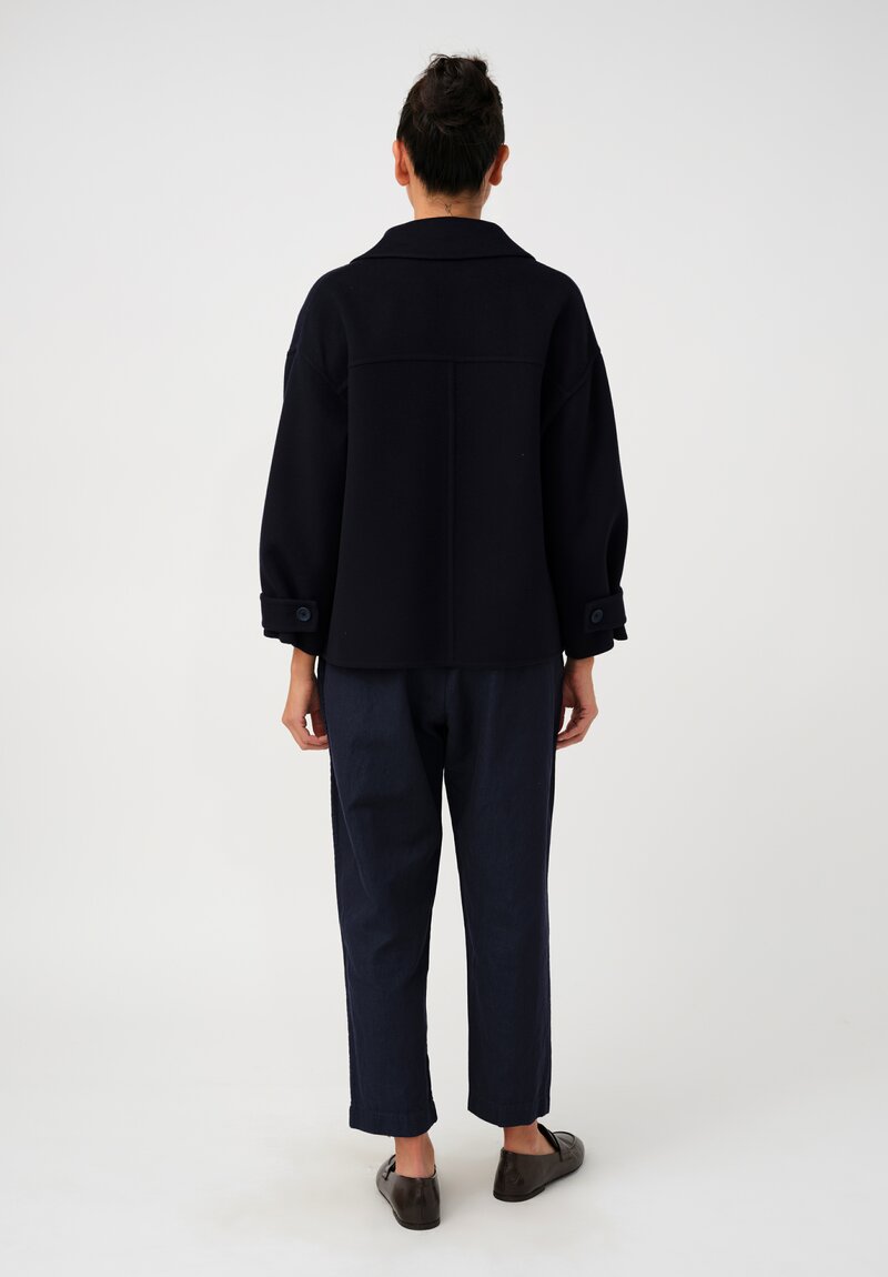 Asciari Felted Thermal Anna Double Breasted Jacket in Navy Blue