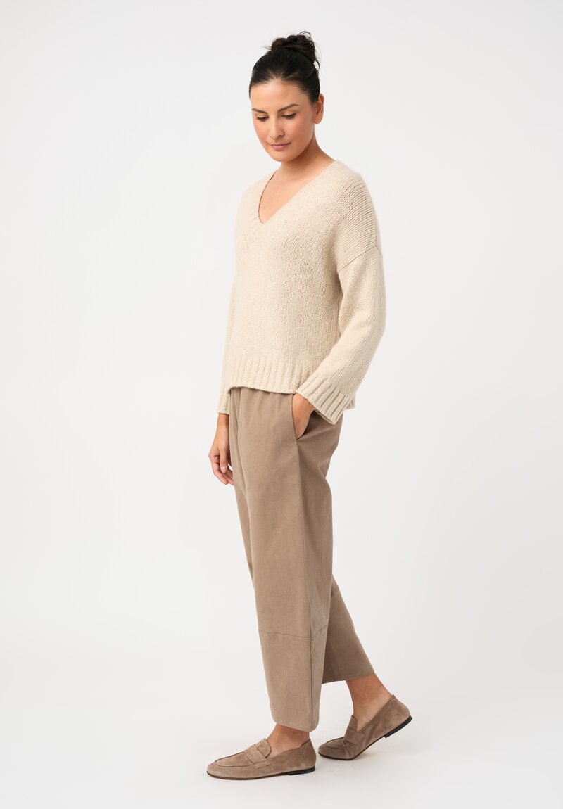 Asciari Stretch Cotton & Cashmere Emy Pants in Sand Brown