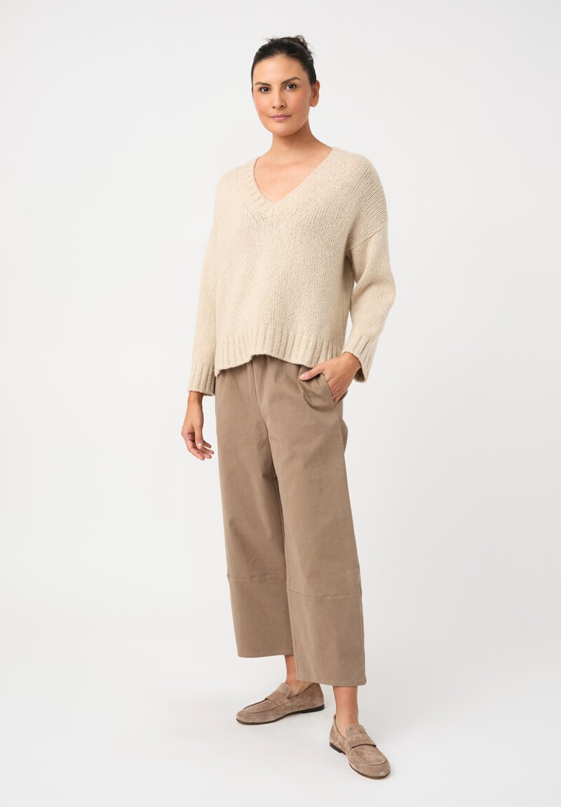 Asciari Stretch Cotton & Cashmere Emy Pants in Sand Brown