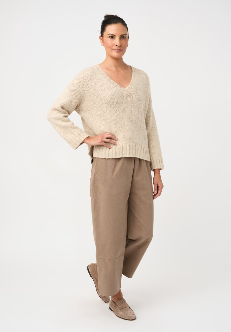 Asciari Stretch Cotton & Cashmere Emy Pants in Sand Brown