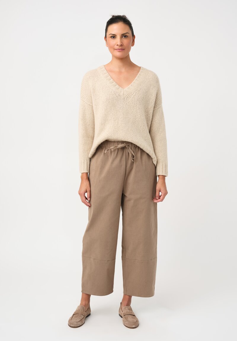 Asciari Stretch Cotton & Cashmere Emy Pants in Sand Brown