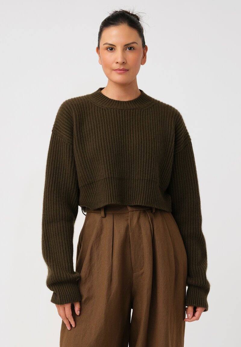 Uma Wang Cashmere Chunky Ribbed Knit Cropped Pullover