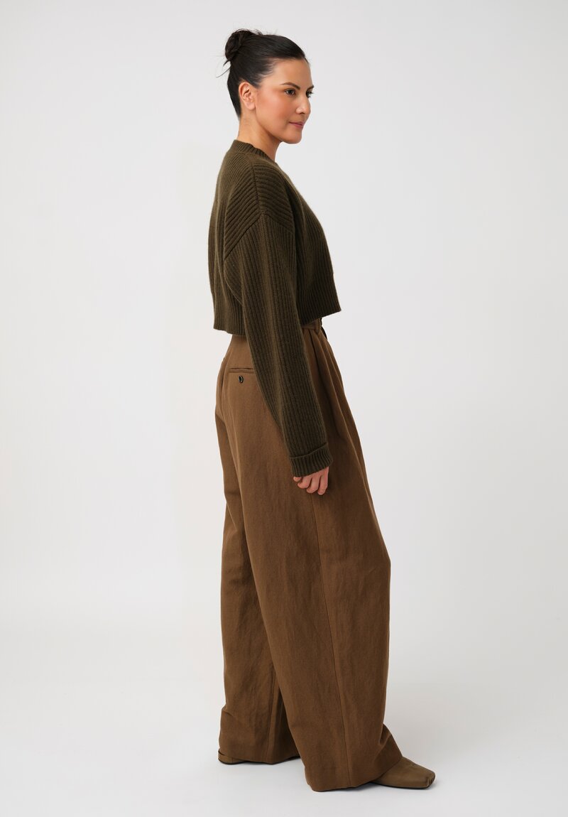 Uma Wang Cashmere Chunky Ribbed Knit Cropped Pullover