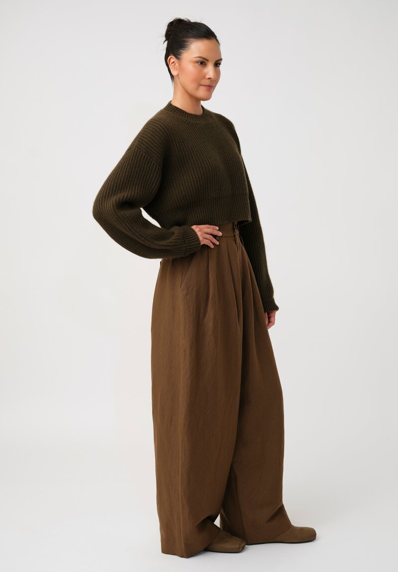 Uma Wang Cashmere Chunky Ribbed Knit Cropped Pullover