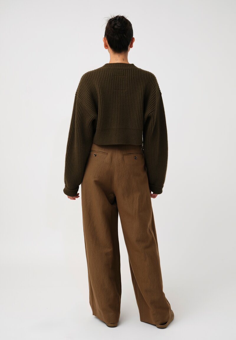 Uma Wang Cashmere Chunky Ribbed Knit Cropped Pullover