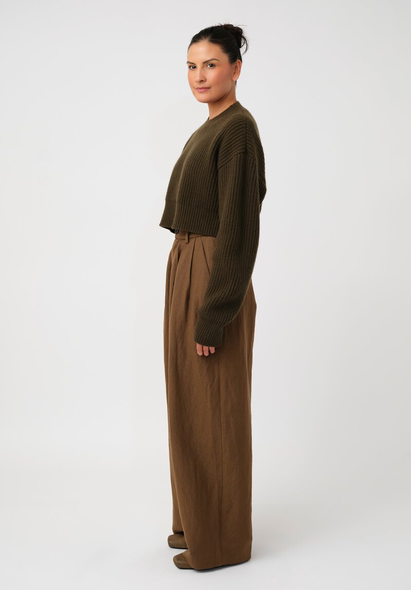 Uma Wang Linen & Virgin Wool Pleated Polina Pants