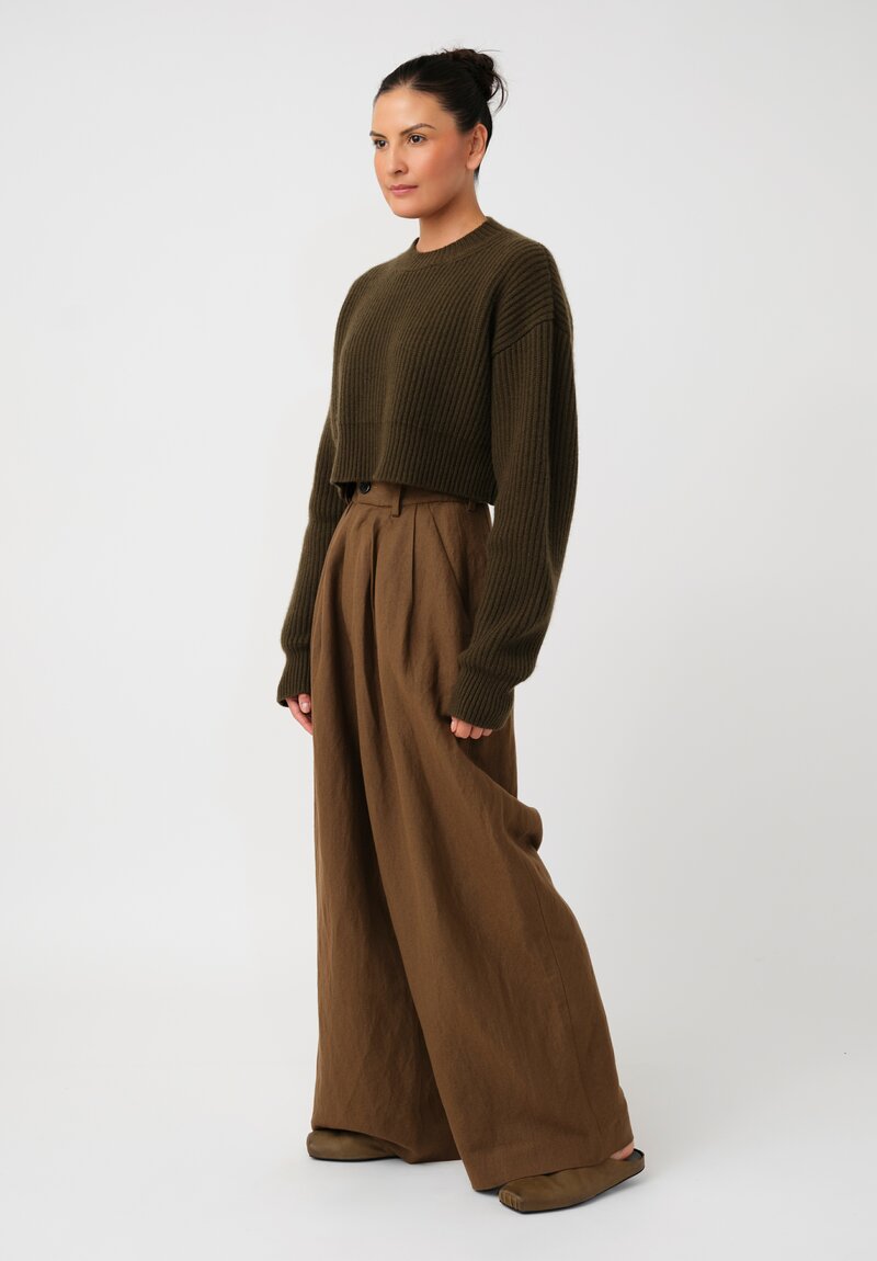 Uma Wang Linen & Virgin Wool Pleated Polina Pants