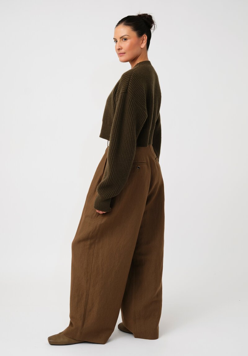 Uma Wang Linen & Virgin Wool Pleated Polina Pants