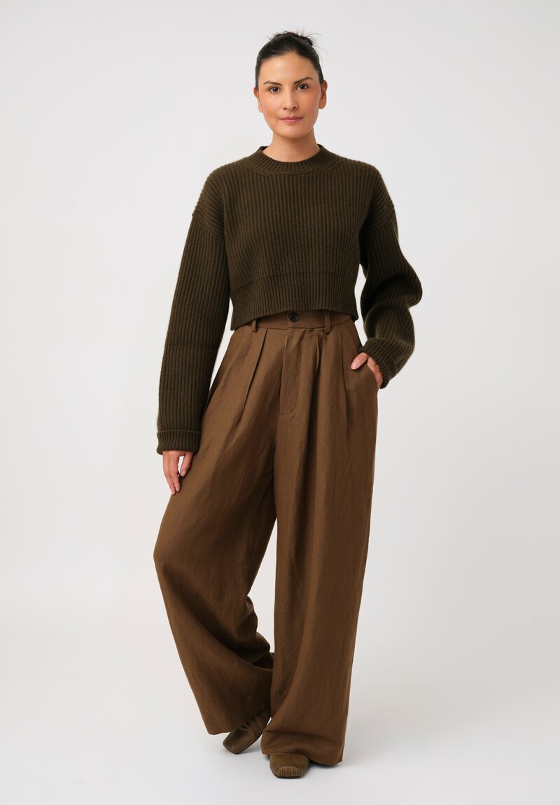 Uma Wang Linen & Virgin Wool Pleated Polina Pants