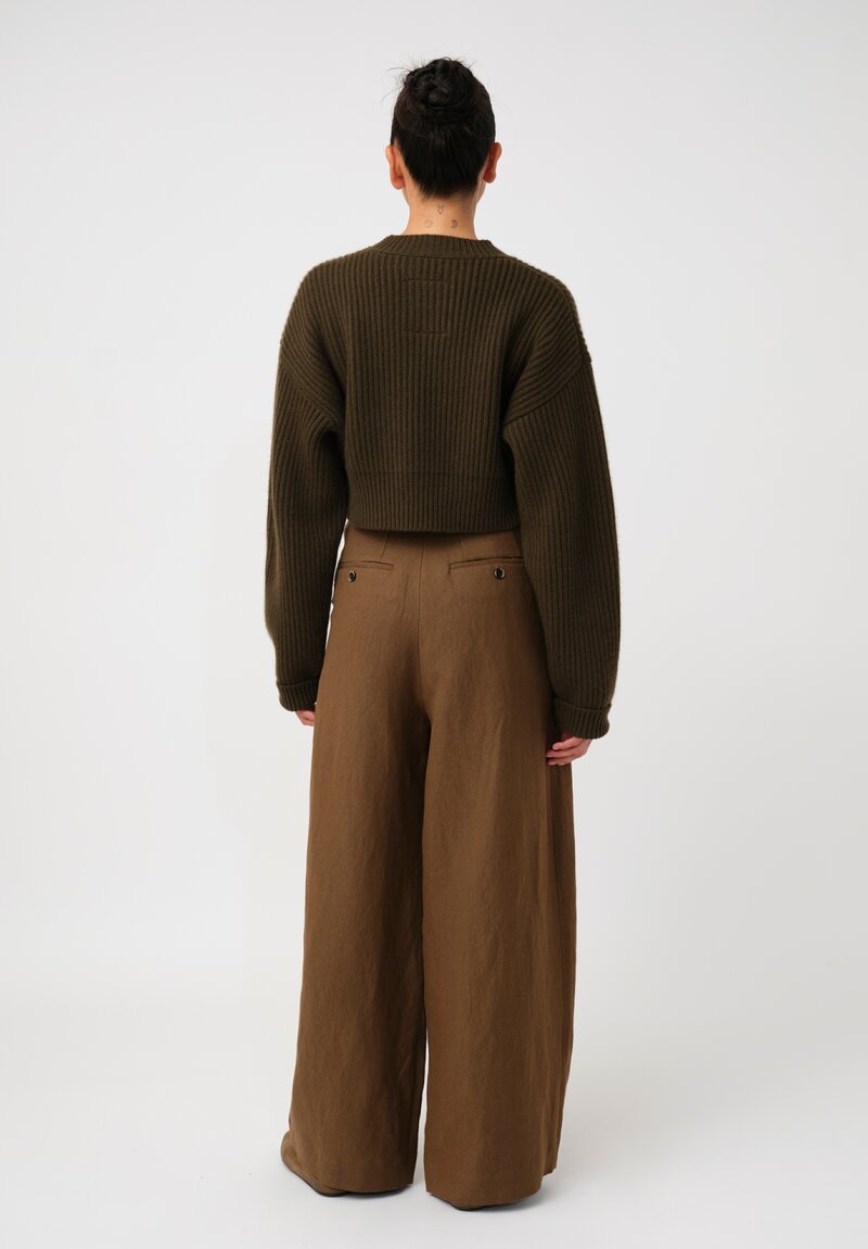Uma Wang Linen & Virgin Wool Pleated Polina Pants
