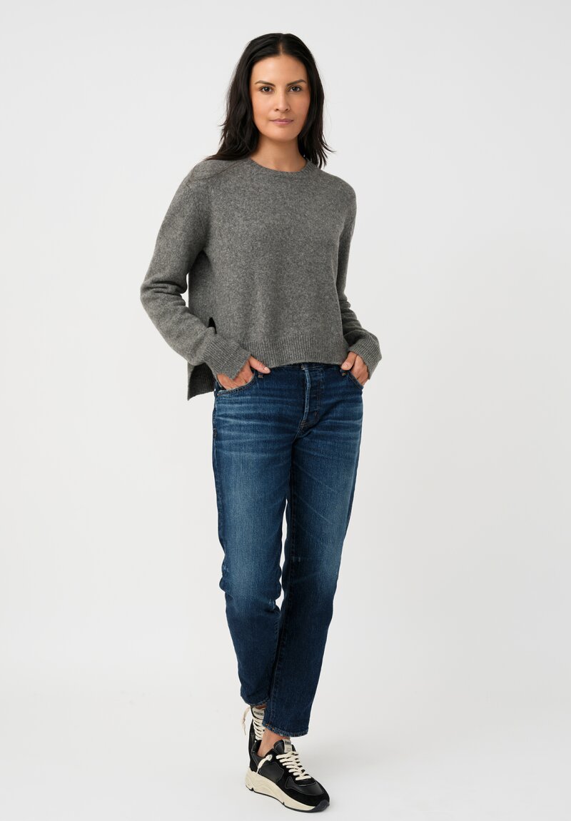 Plan C Knit Thermal Camel Hair Crewneck Sweater in Moon Grey