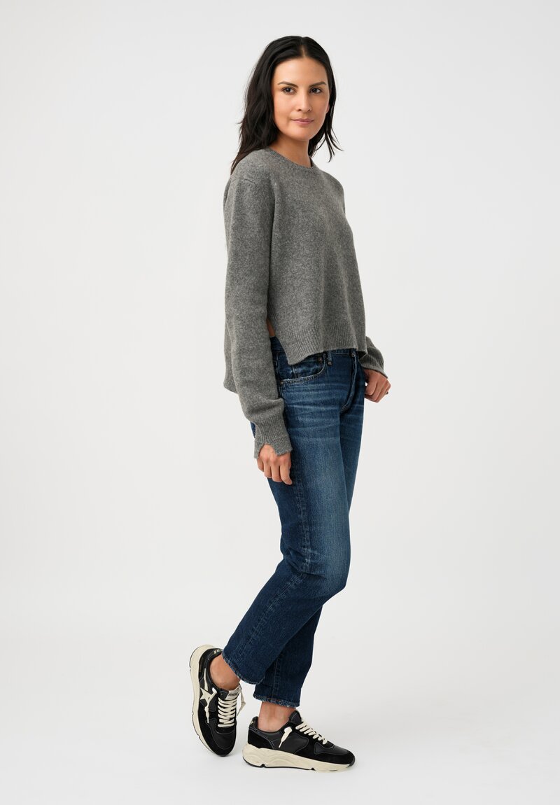 Plan C Knit Thermal Camel Hair Crewneck Sweater in Moon Grey