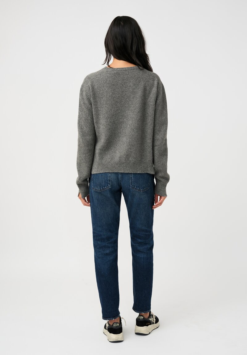 Plan C Knit Thermal Camel Hair Crewneck Sweater in Moon Grey