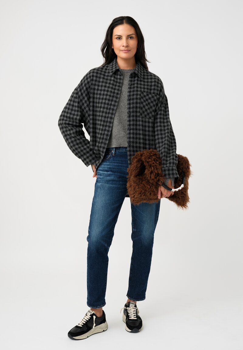 Plan C Knit Thermal Camel Hair Crewneck Sweater in Moon Grey