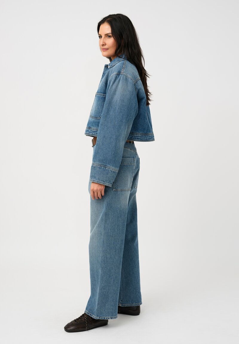 Plan C Cotton Denim Cropped Jacket