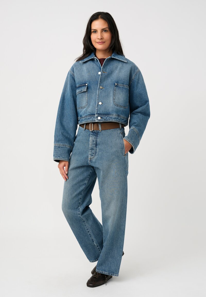 Plan C Cotton Denim Cropped Jacket