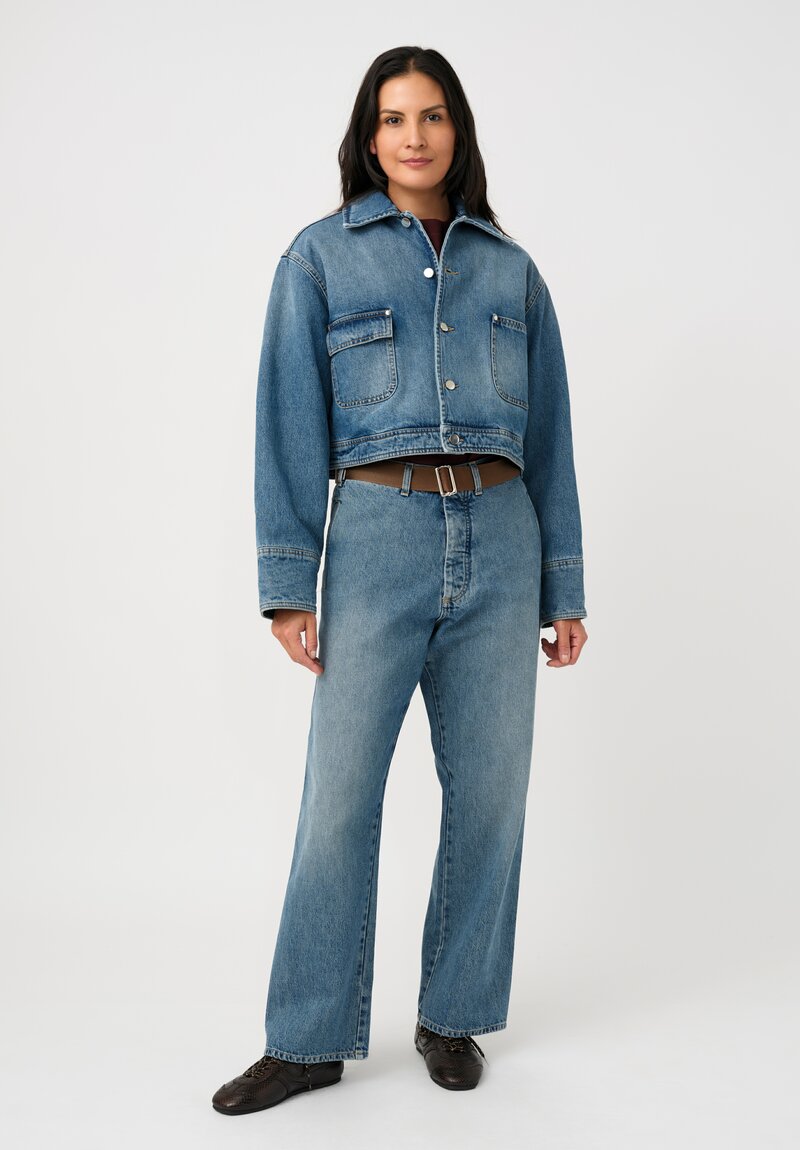Plan C Cotton Denim Cropped Jacket