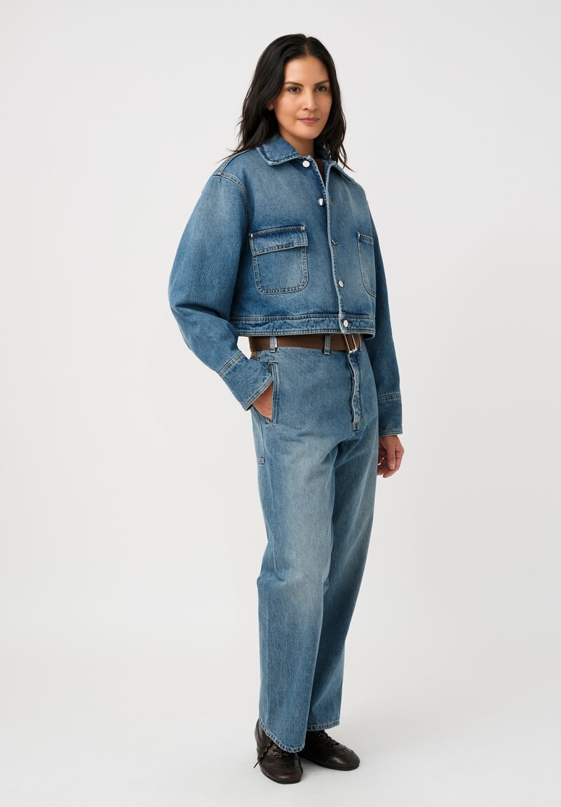Plan C Cotton Denim Cropped Jacket