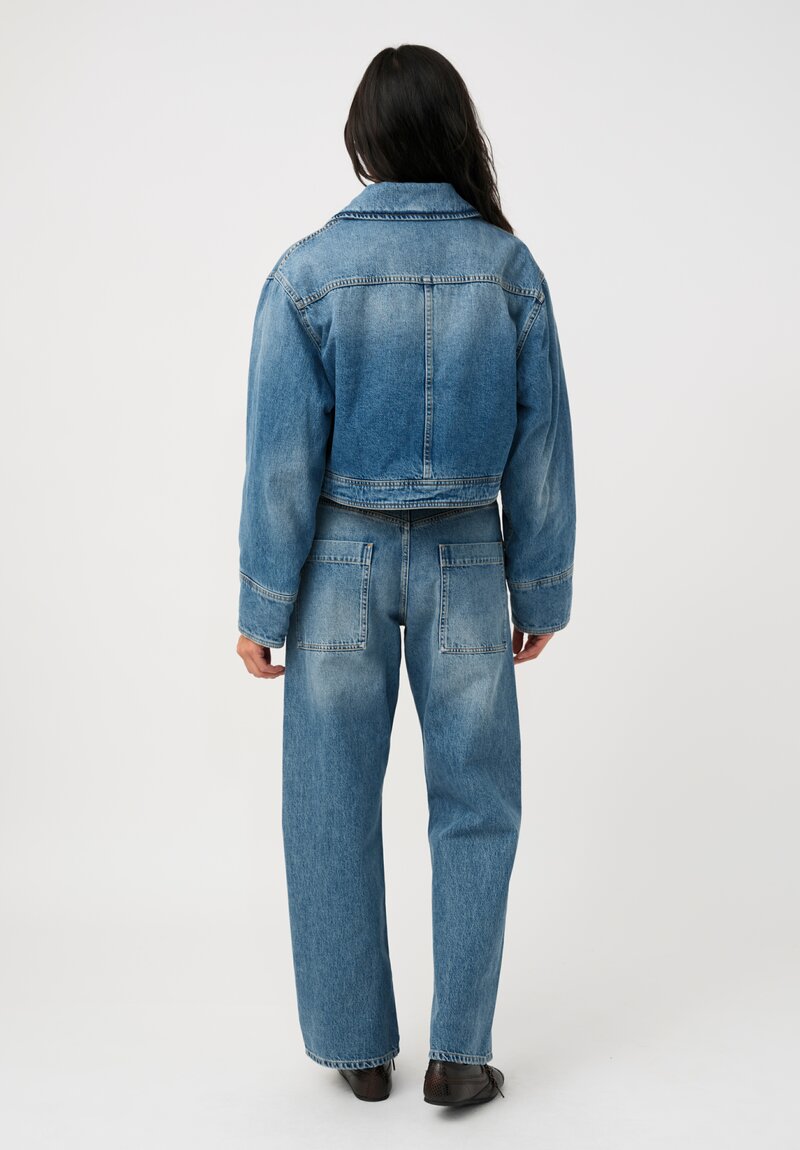 Plan C Cotton Denim Cropped Jacket