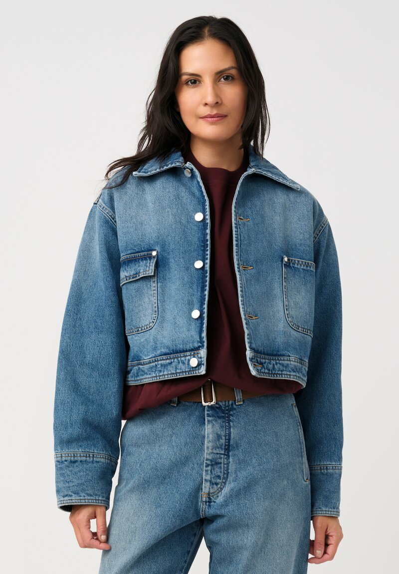 Plan C Cotton Denim Cropped Jacket