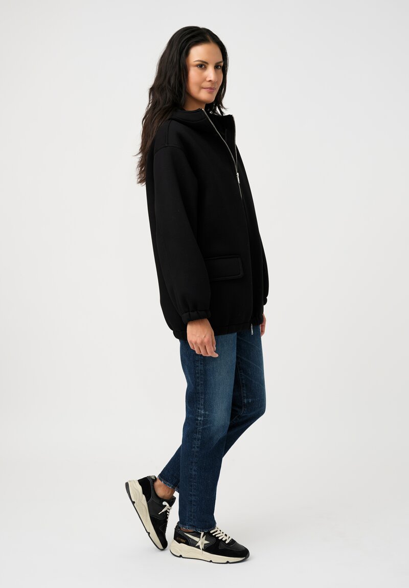 Plan C Moisture Resistant Scuba Zip Up Hooded Jacket in Black