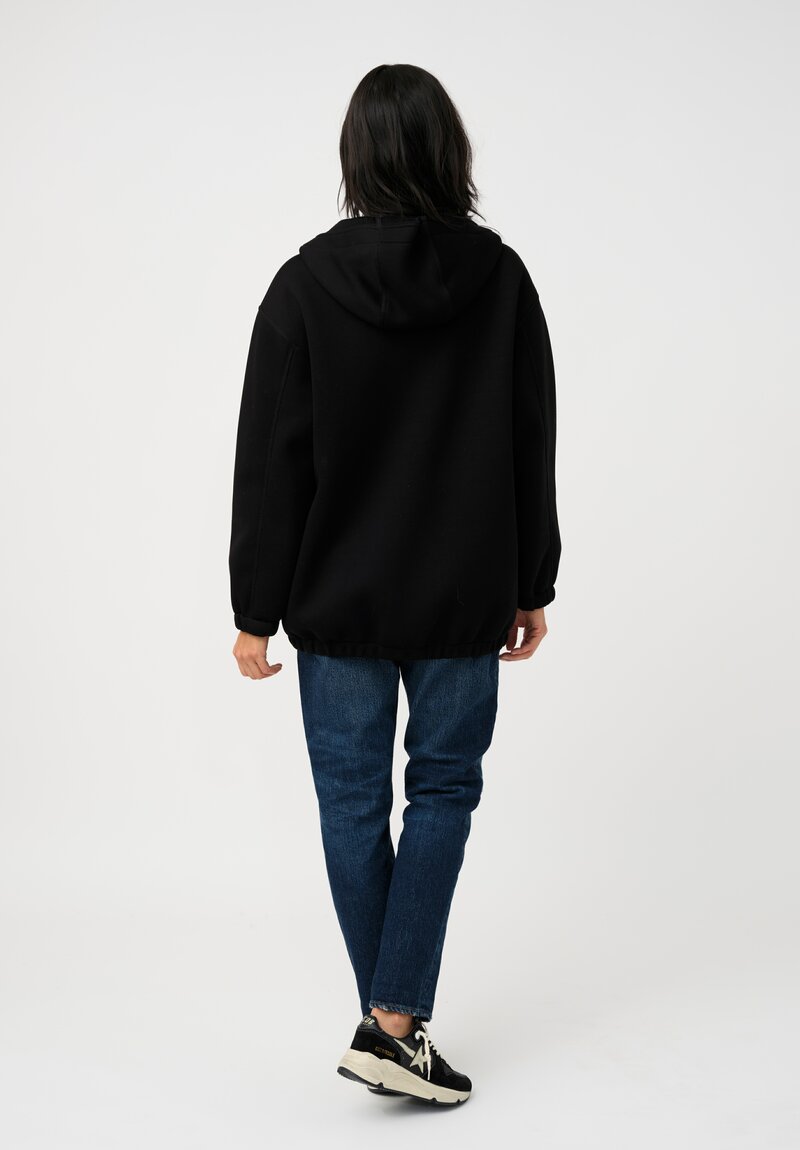 Plan C Moisture Resistant Scuba Zip Up Hooded Jacket in Black