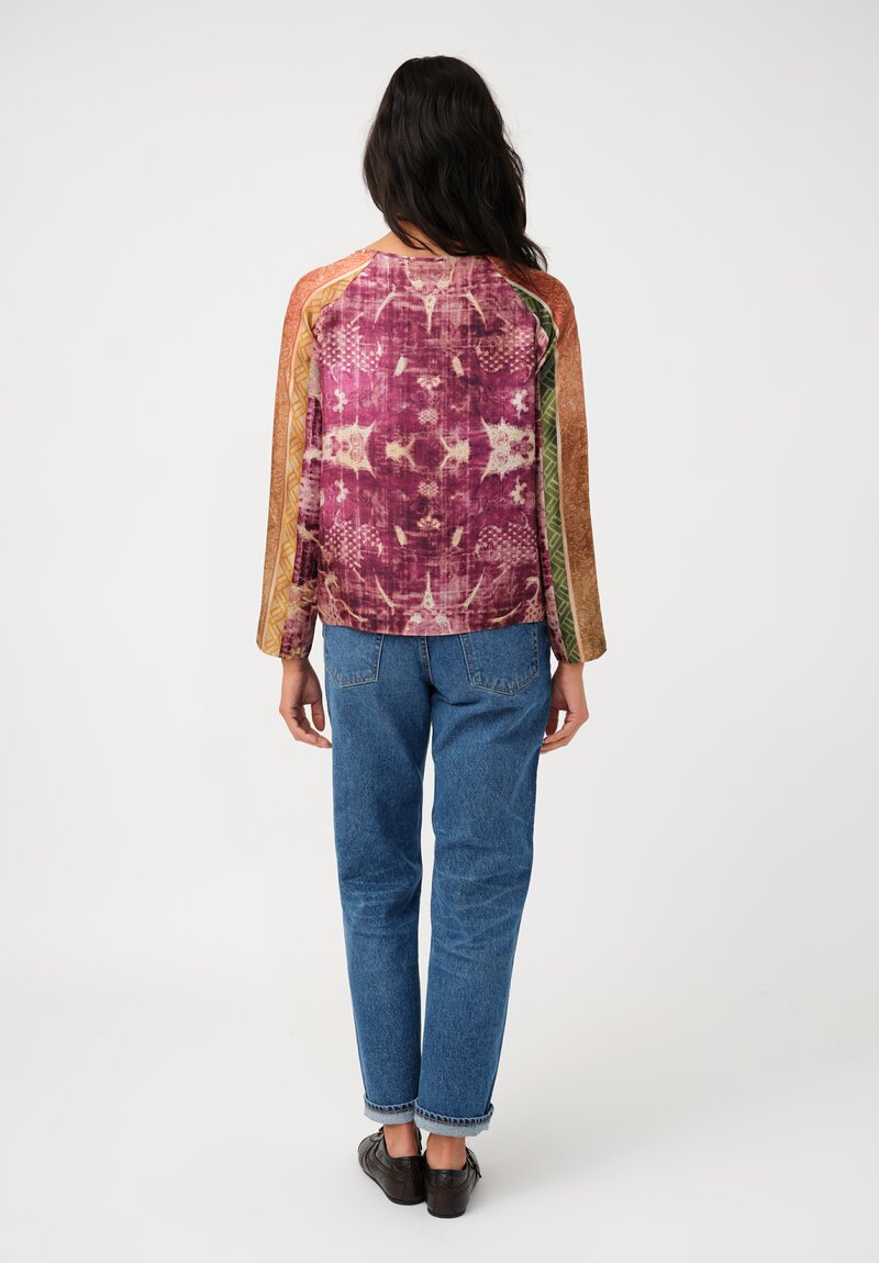 Pierre-Louis Mascia Silk Aloe Top in Antique Magenta Purple Patina