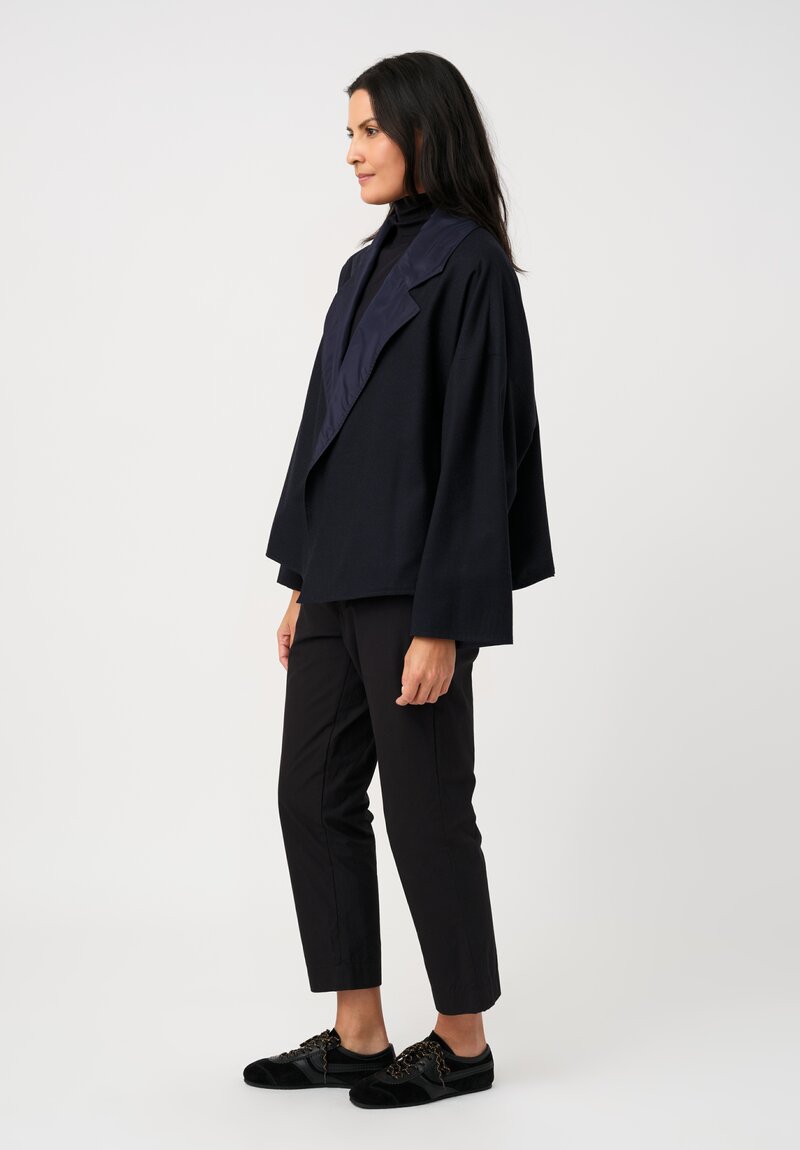 Dusan Silk Oversized Reversible Jacket in Midnight	