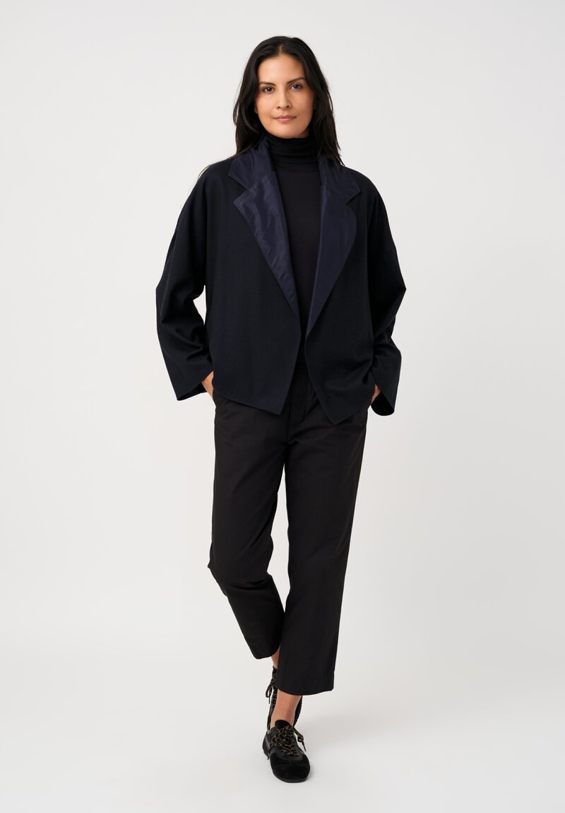 Dusan Silk Oversized Reversible Jacket in Midnight	