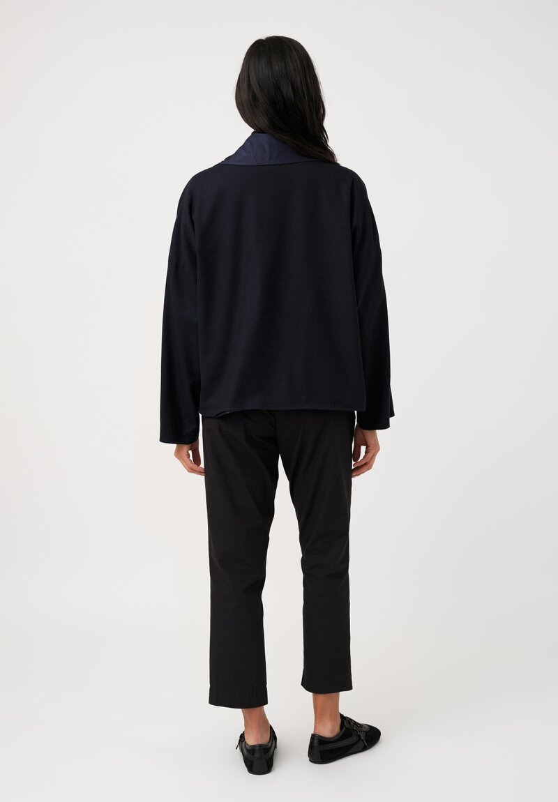 Dusan Silk Oversized Reversible Jacket in Midnight	