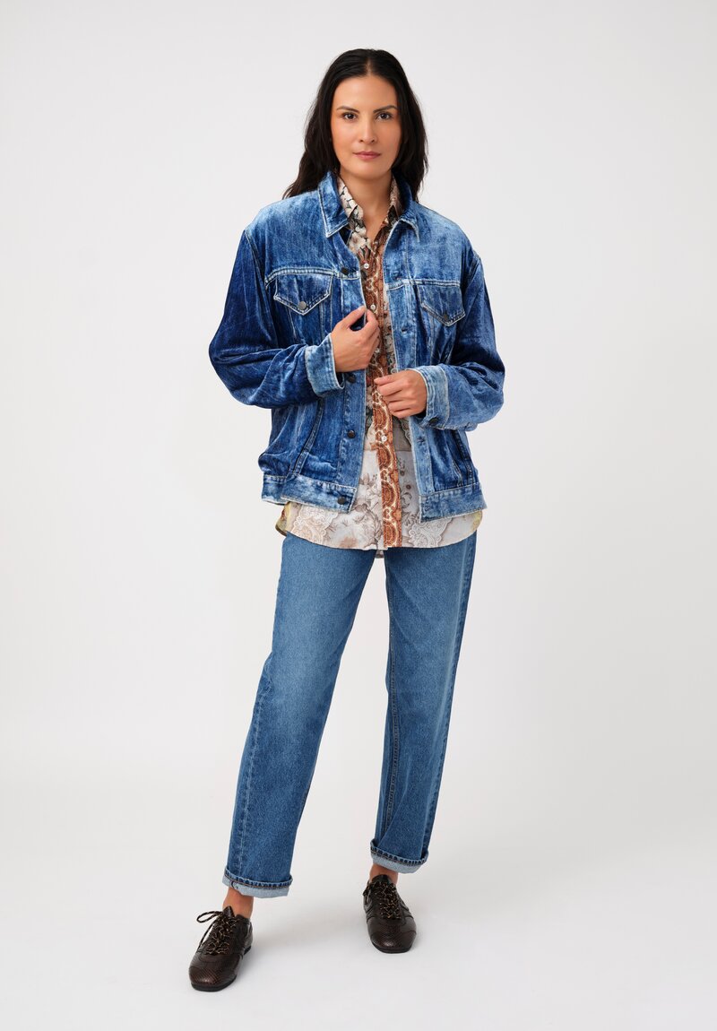 Pierre-Louis Mascia Silk Aloe Long Sleeve Button-Down Top in Yellow Gold Baroque Blooms