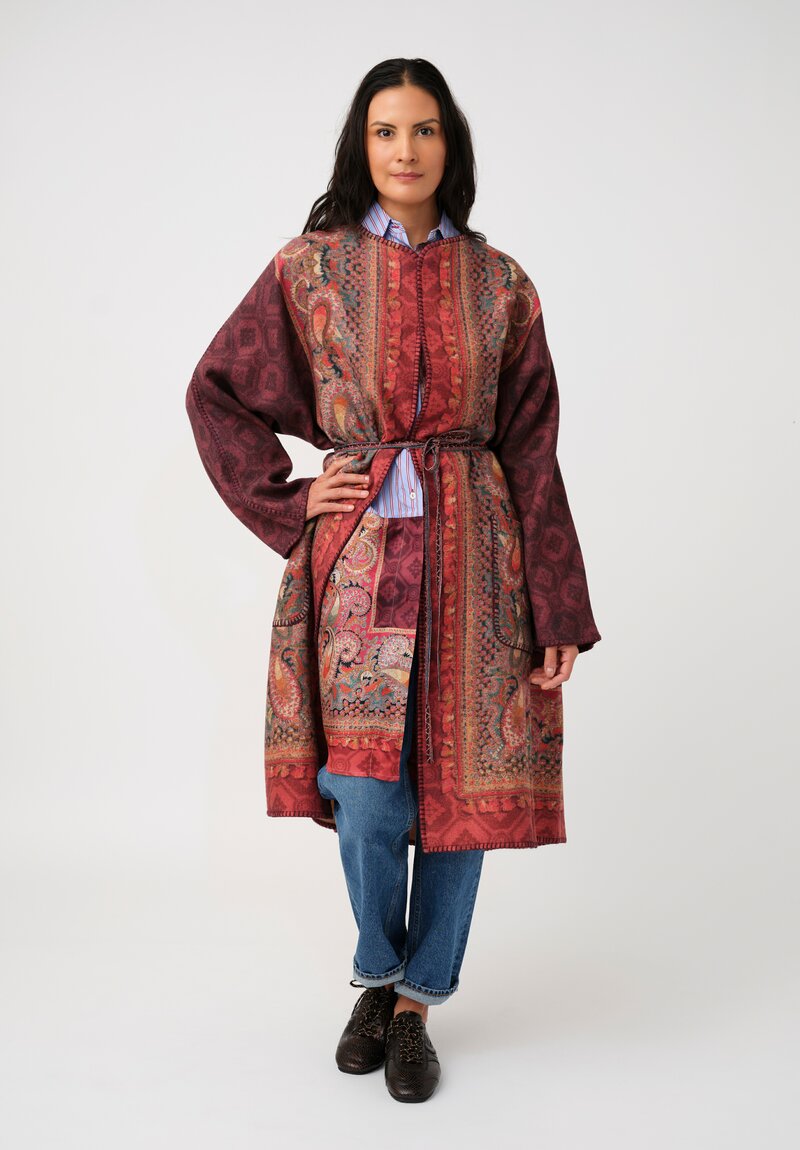 Pierre-Louis Mascia Cototn & Silk Alotho FW25 Pattern Medley Tunic in Blue Stripes