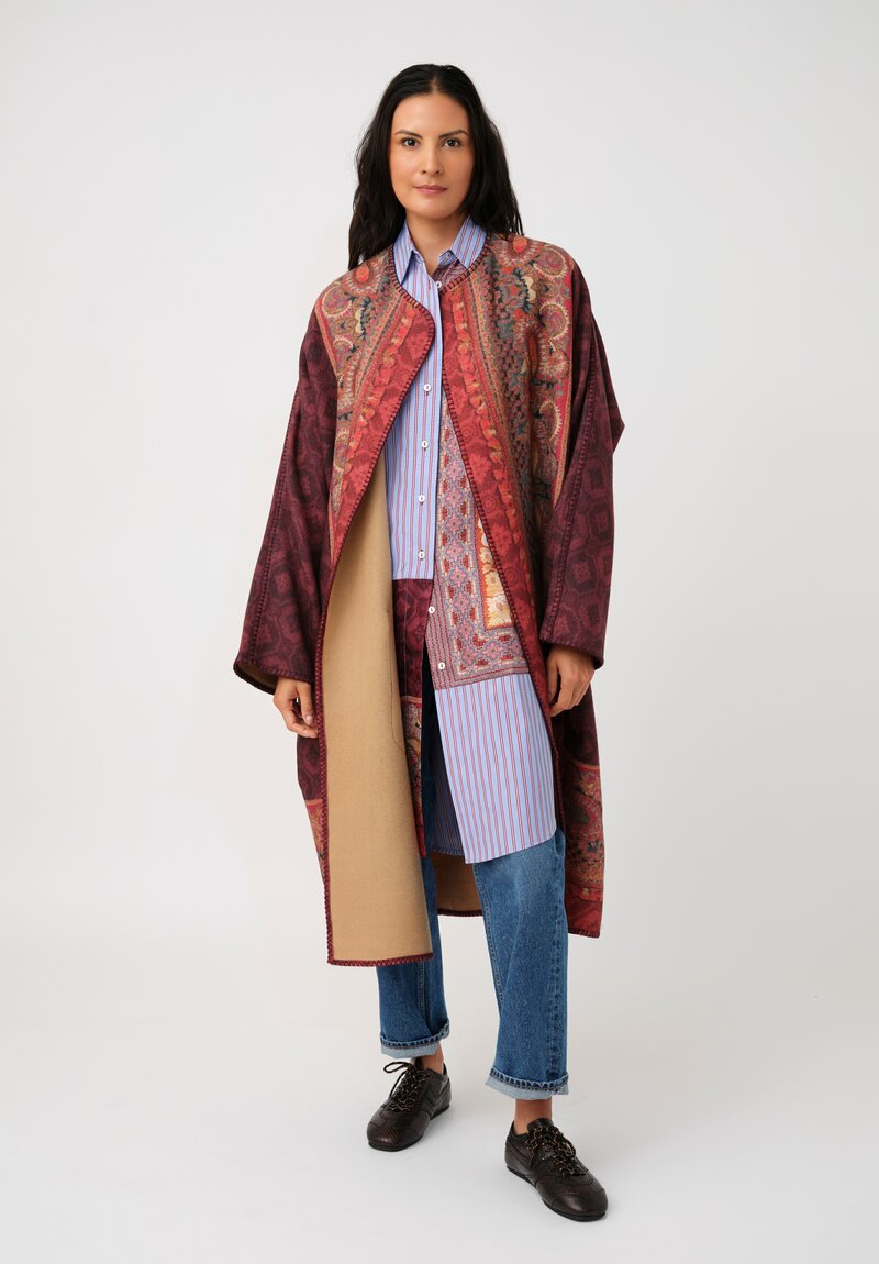 Pierre-Louis Mascia Cototn & Silk Alotho FW25 Pattern Medley Tunic in Blue Stripes