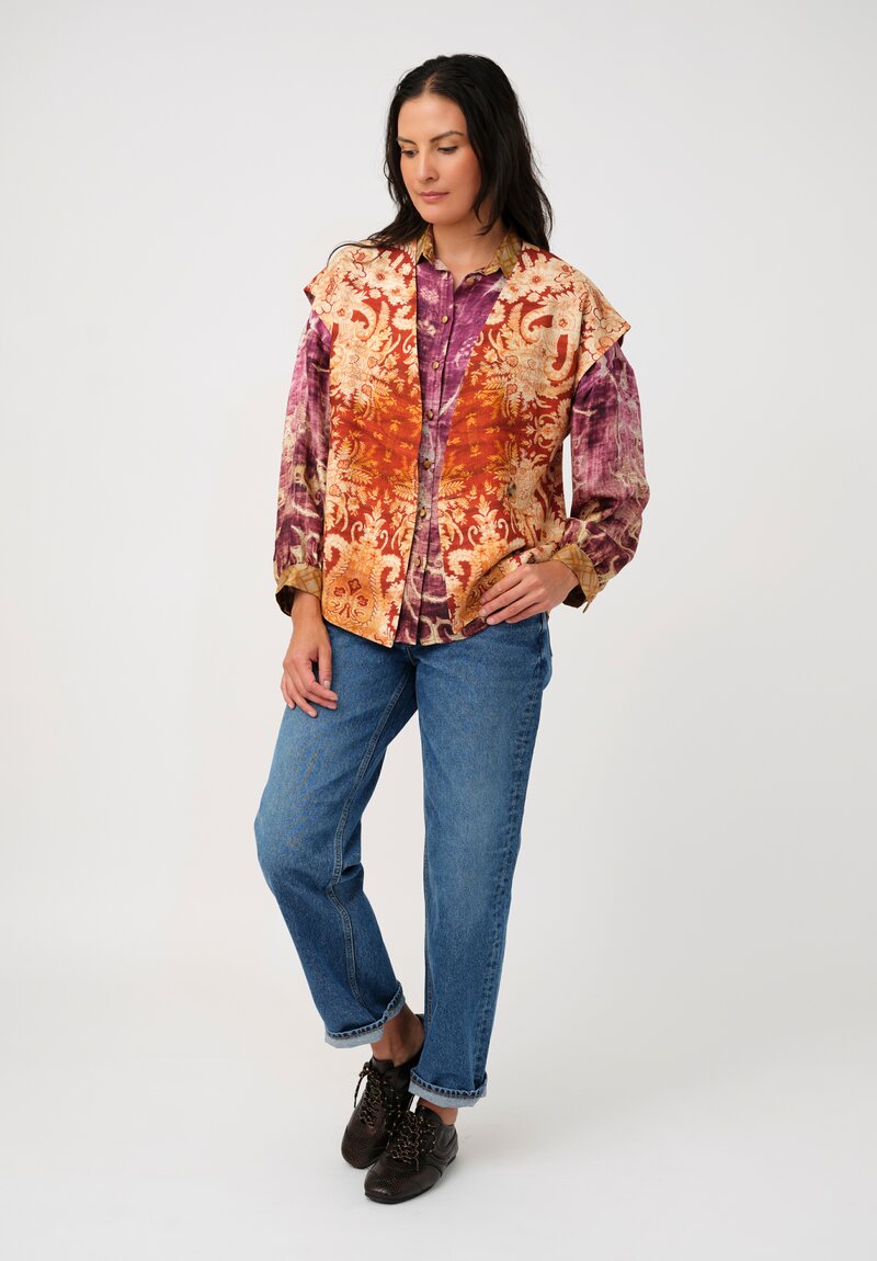 Pierre-Louis Mascia Thermal Beadox Gilet Vest in Orange Floral Tapestries