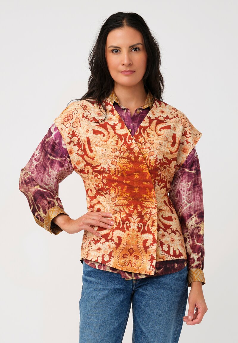 Pierre-Louis Mascia Thermal Beadox Gilet Vest in Orange Floral Tapestries