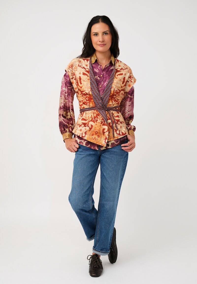 Pierre-Louis Mascia Thermal Beadox Gilet Vest in Orange Floral Tapestries