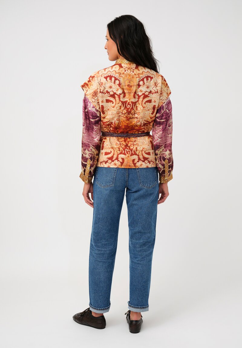 Pierre-Louis Mascia Thermal Beadox Gilet Vest in Orange Floral Tapestries