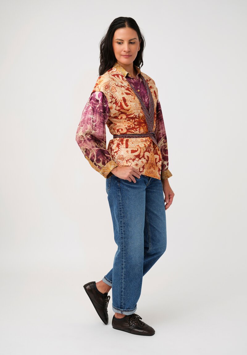 Pierre-Louis Mascia Thermal Beadox Gilet Vest in Orange Floral Tapestries