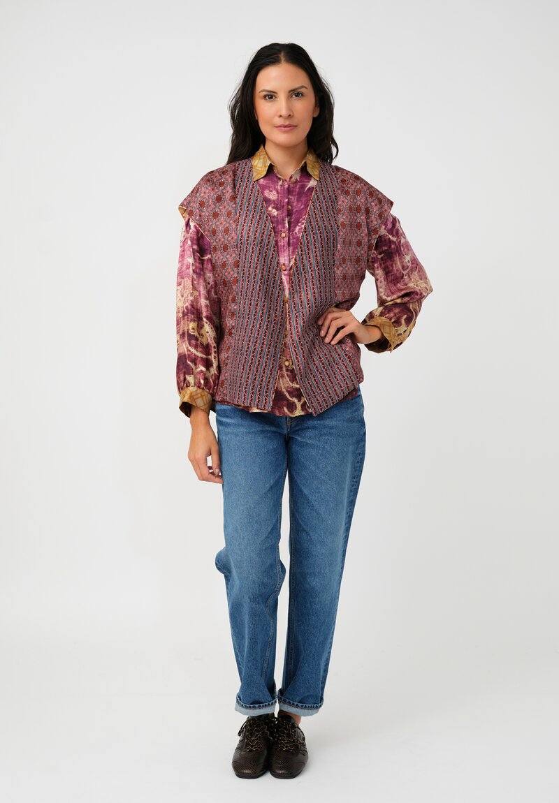 Pierre-Louis Mascia Thermal Beadox Gilet Vest in Orange Floral Tapestries