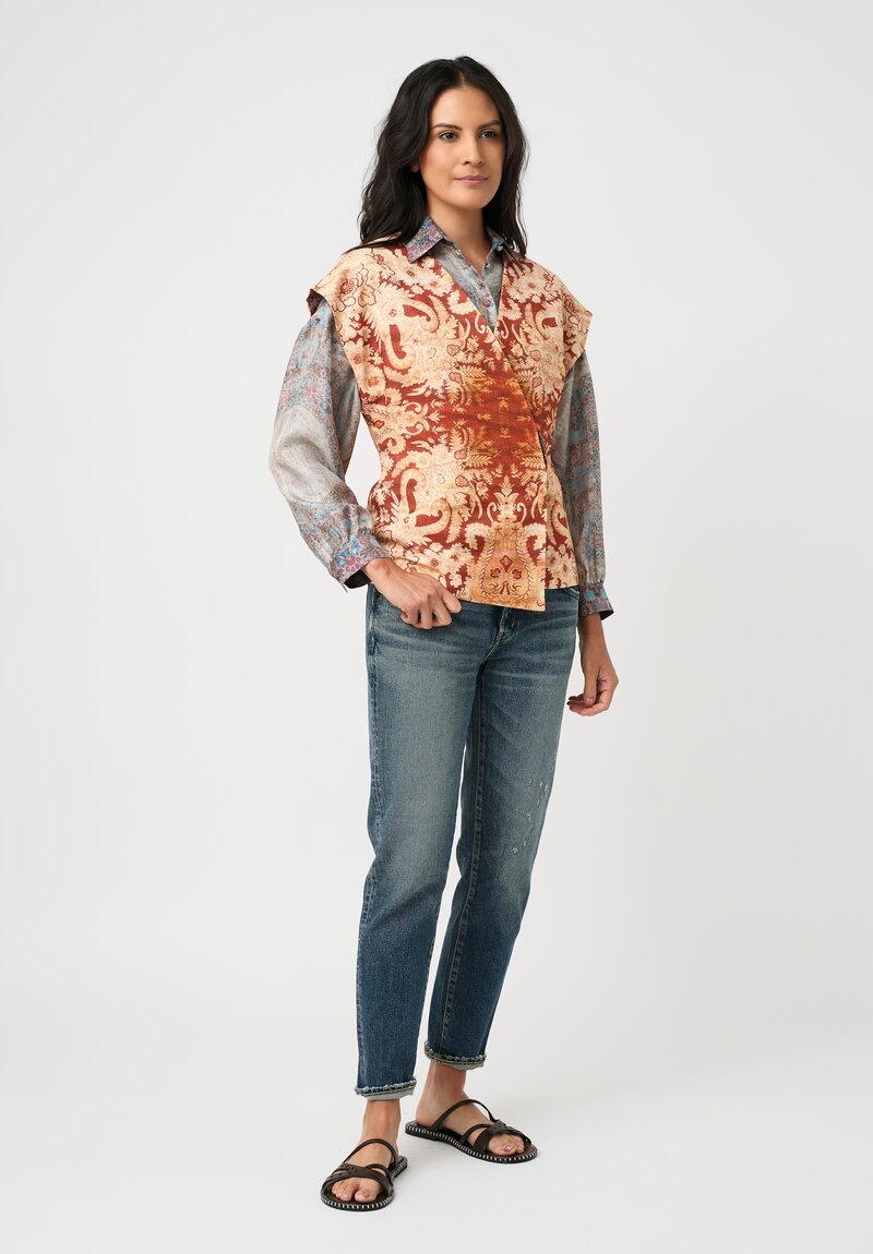 Pierre-Louis Mascia Thermal Beadox Gilet Vest in Orange Floral Tapestries