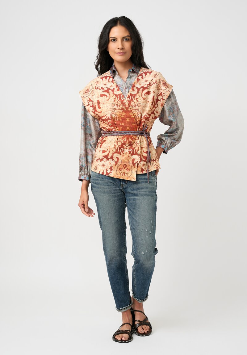 Pierre-Louis Mascia Thermal Beadox Gilet Vest in Orange Floral Tapestries