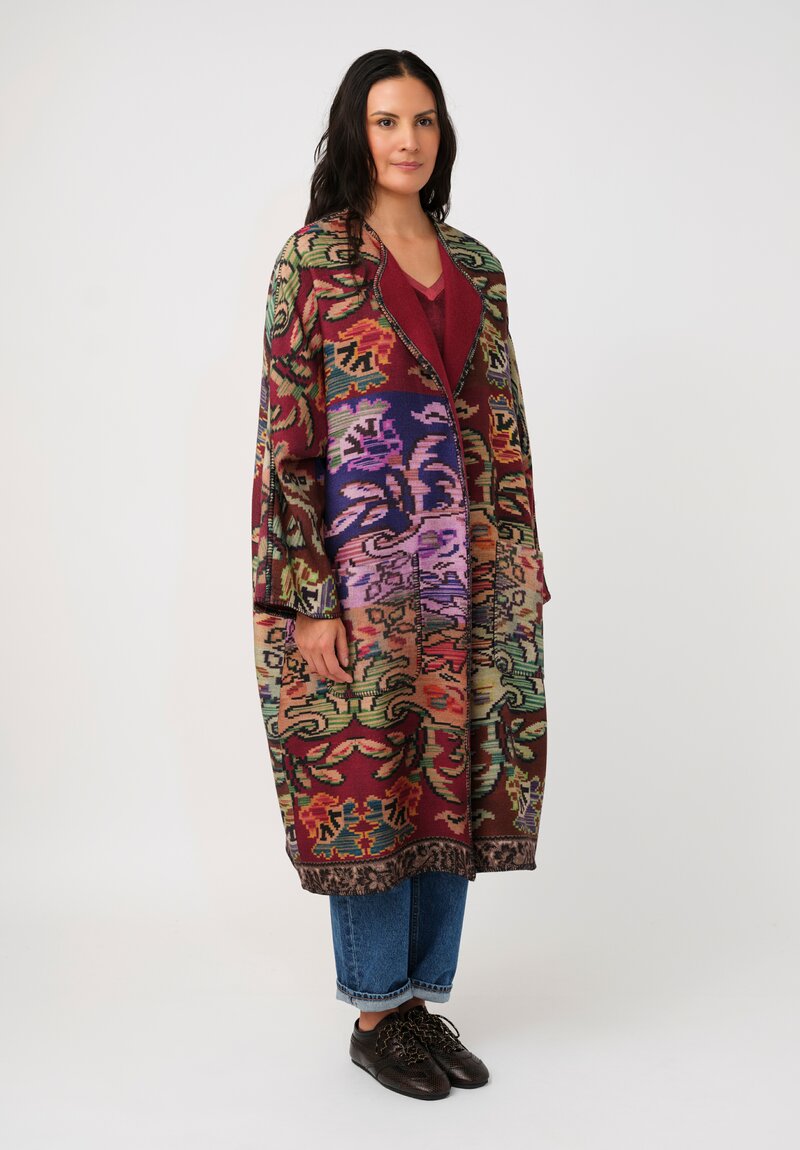 Pierre-Louis Mascia Thermal Pancake Kimono Duster in Antique Purple Tapestry