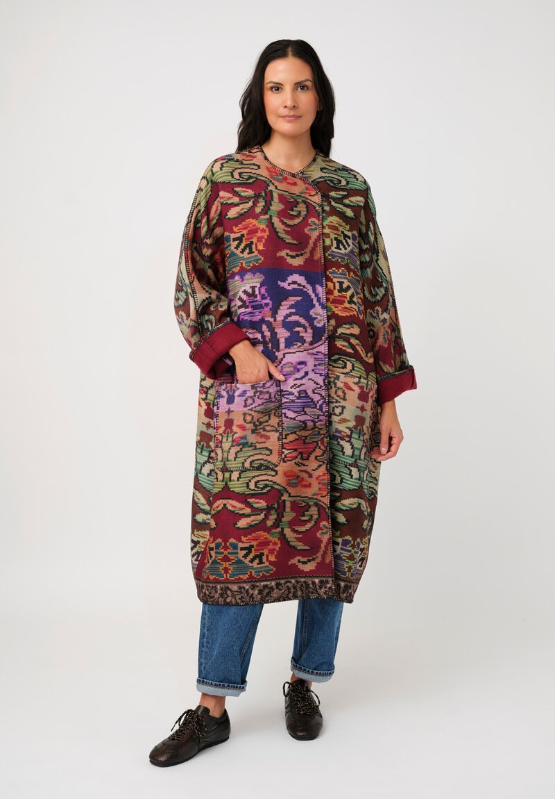 Pierre-Louis Mascia Thermal Pancake Kimono Duster in Antique Purple Tapestry